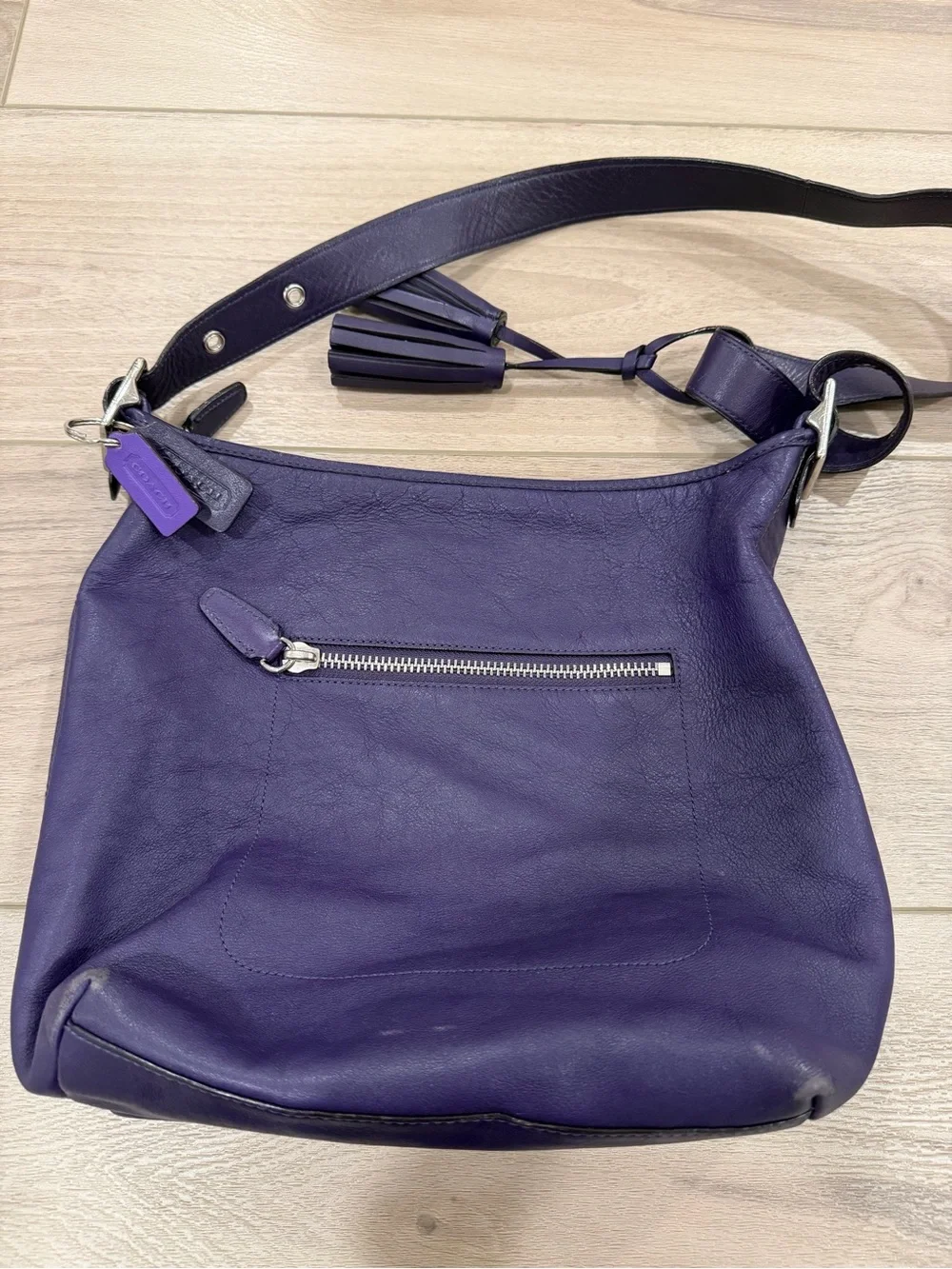 Coach Legacy Leather Hobo Crossbody Bag Purple Marine Plum Tassels 31242
